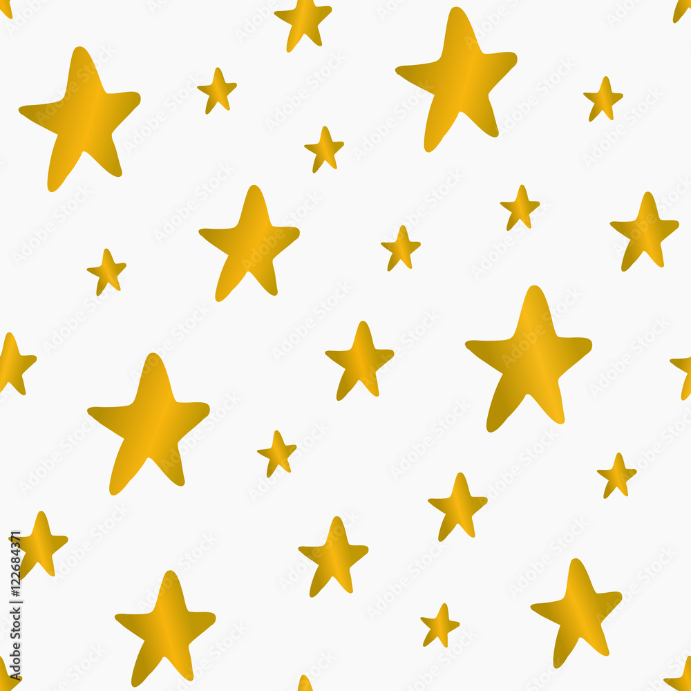 Seamless pattern with gold stars on white background.
Seamless pattern with gold stars on white background.