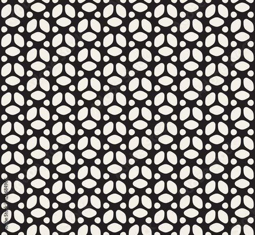 Vector Seamless Black And White Rounded Circles Geometric Pattern