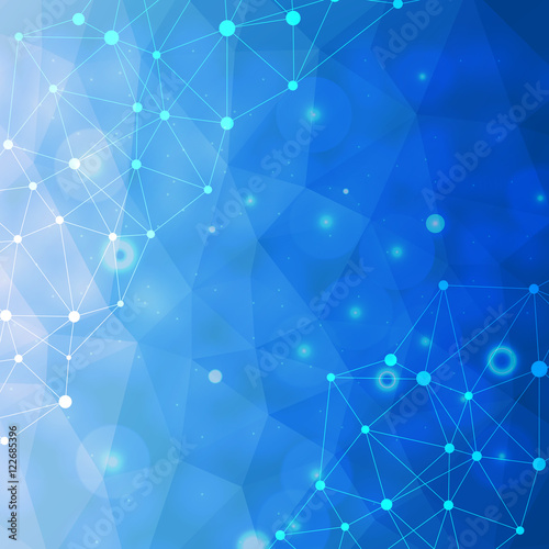 Structure molecule and communication Dna, atom, neurons. Science concept for your design. Connected lines with dots. Medical, technology, chemistry, science background. Vector illustration.