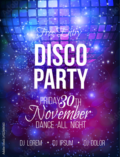 Disco party vector poster template photo