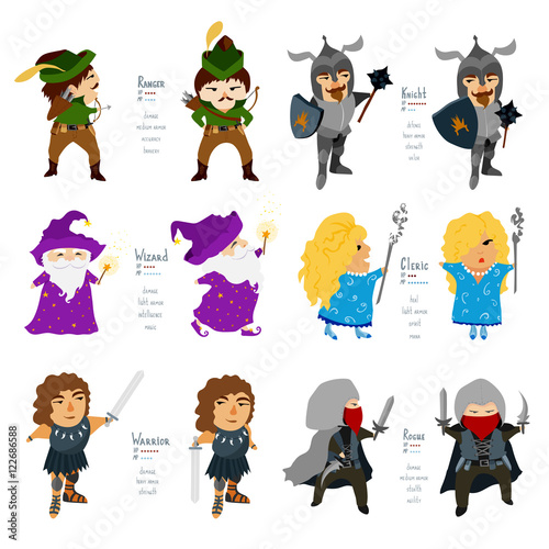Fantasy RPG cartoon characters.