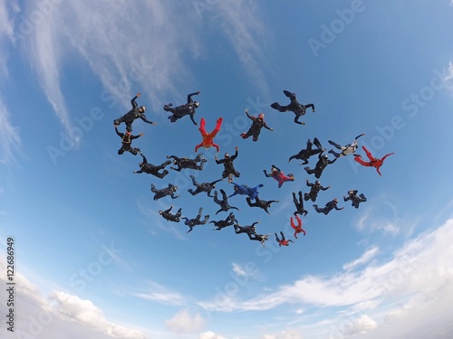Skydiving people low angle view