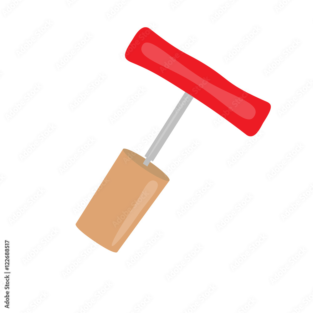 cork and corkscrew red vector illustration cork and corkscrew red vector illustration