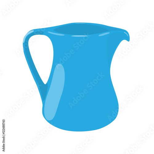 milk jar blue porcelain isolated vector illustration