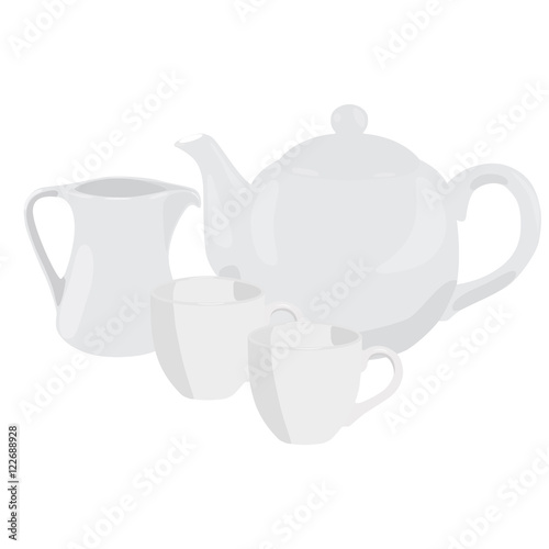 teapot cup and milkjar vector illustration