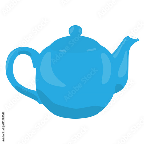 blue porcelain teapot isolated vector illustration