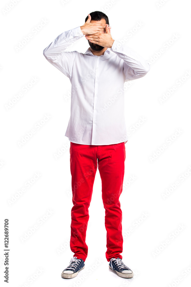 Handsome man with glasses covering his face Handsome man with glasses covering his face
