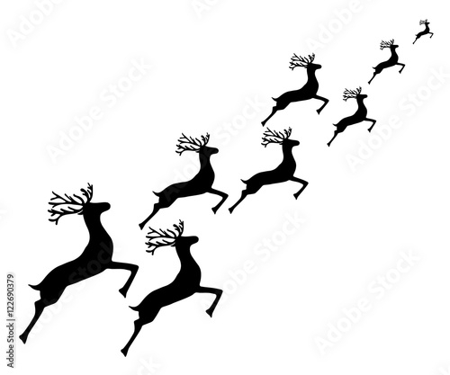 Reindeer running on a white background