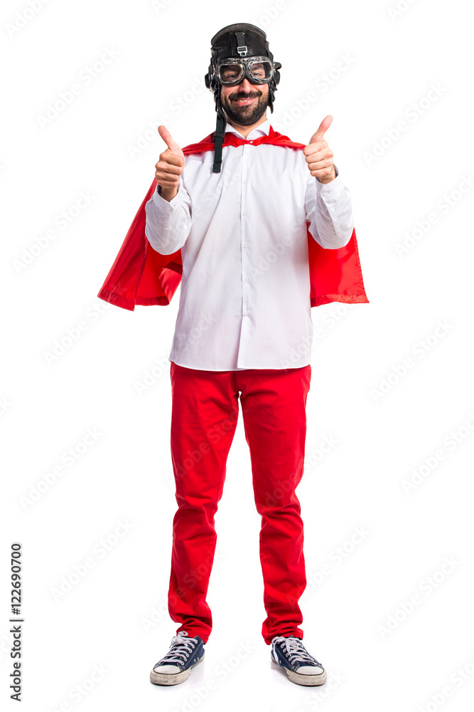 Crazy superhero man with thumb up Crazy superhero man with thumb up