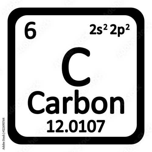 Periodic table element carbon icon. photo