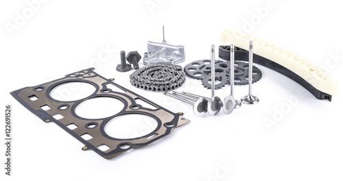 Engine gasket with different engine parts
