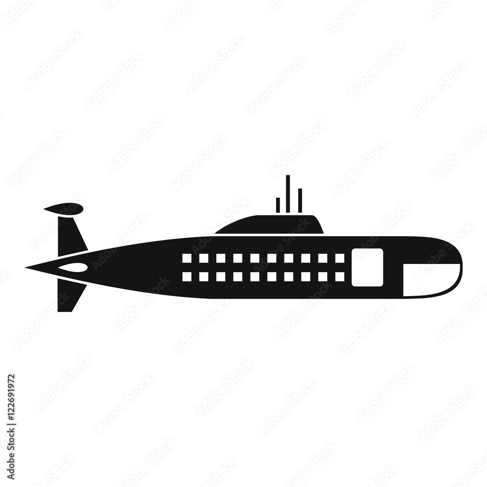 Military submarine icon in simple style isolated on white background vector illustration