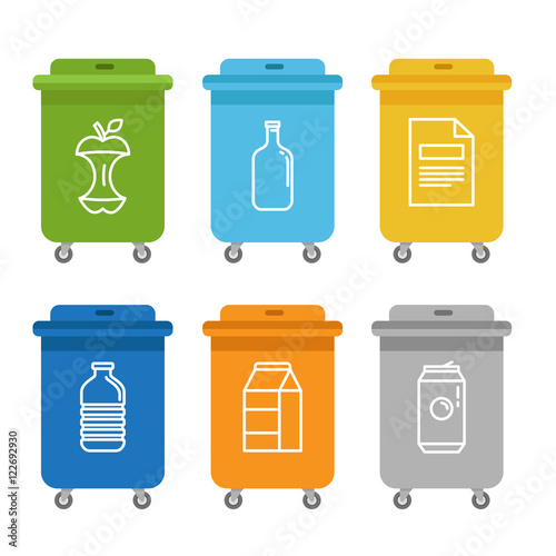 Vector illustration in modern flat linear style - recycle