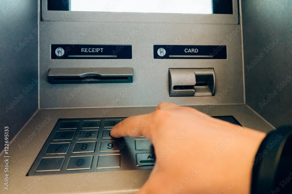Using ATM cash machine Using ATM cash machine