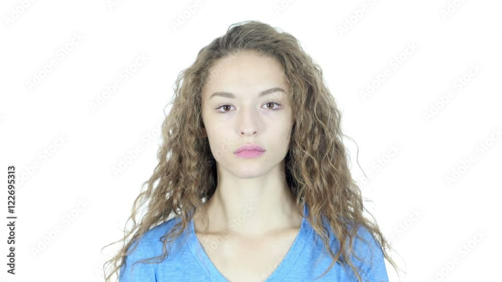 Portrait Of Young Woman , White Background Portrait Of Young Woman , White Background