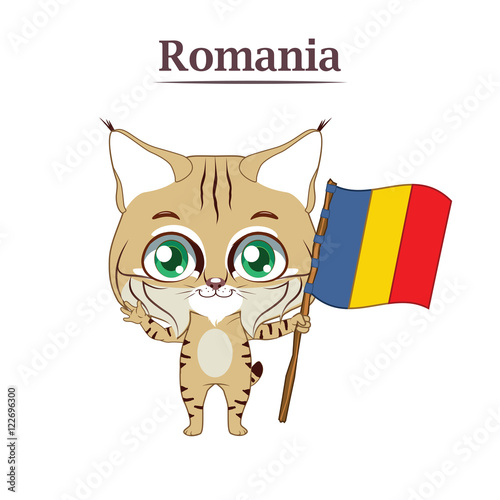 National animal  lynx with Romanian flag