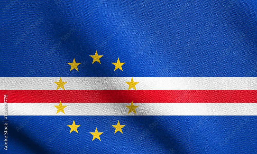 Flag of Cape Verde waving with fabric texture Flag of Cape Verde waving with fabric texture