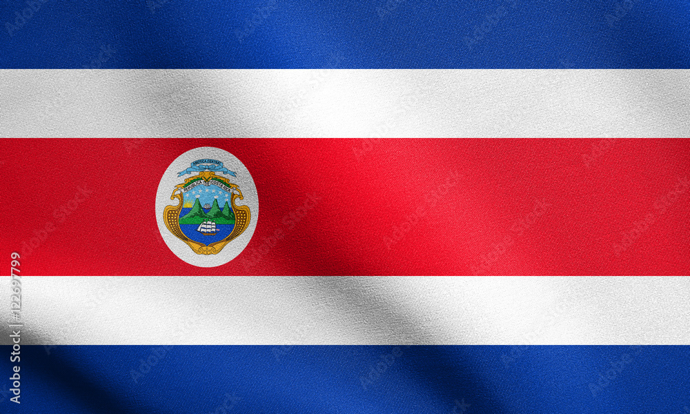 Flag of Costa Rica waving with fabric texture Flag of Costa Rica waving with fabric texture