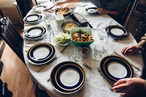 Family dinner table photo