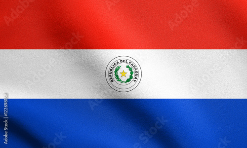 Flag of Paraguay waving with fabric texture