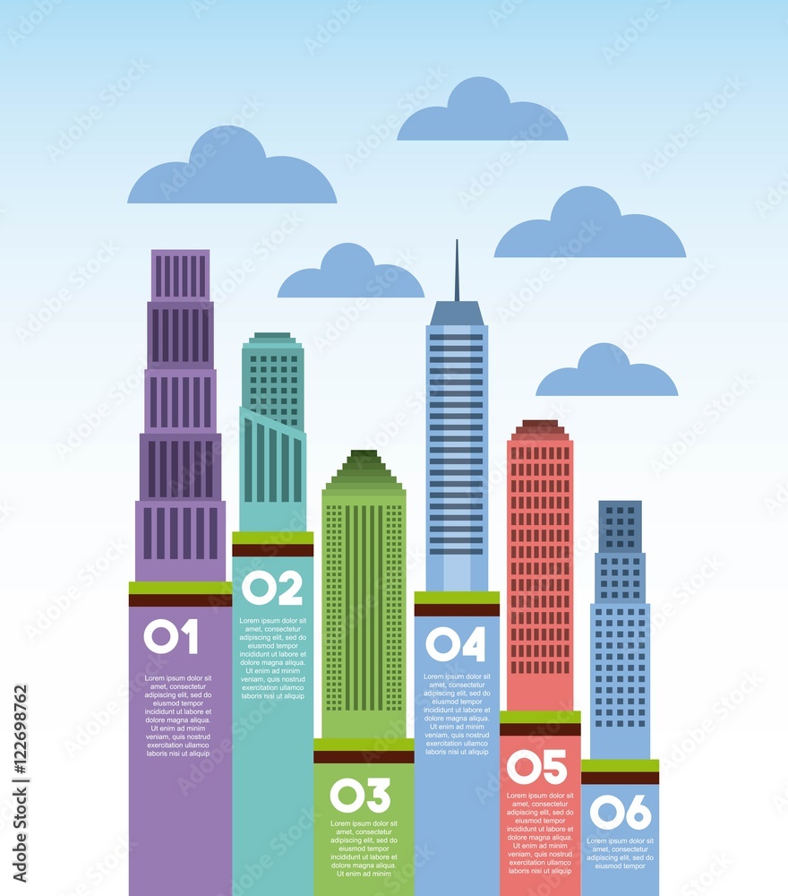 buildings infographic city presentation vector illustration design