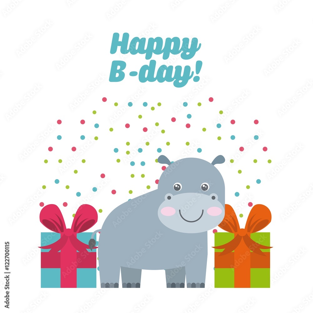 Fototapeta premium animal cute birthday party celebration vector illustration design