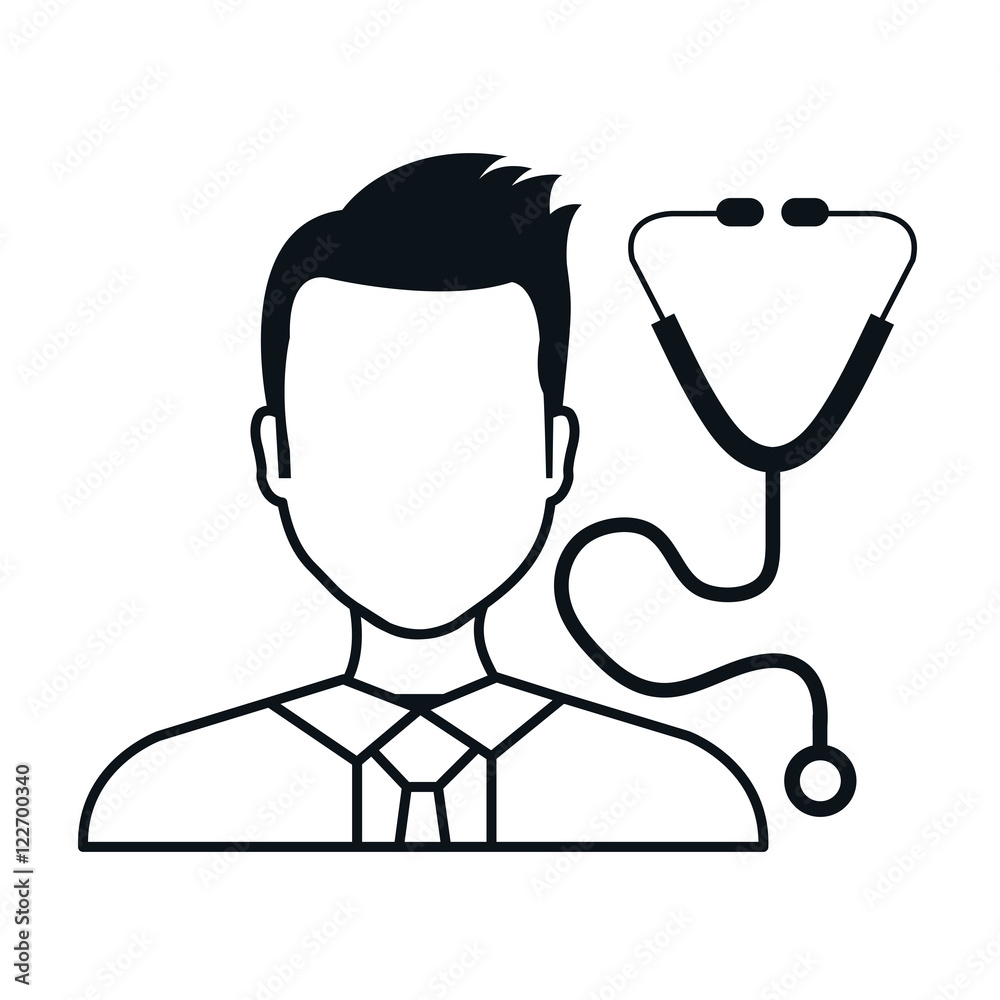 avatar man doctor wearing suit and tie with sthetoscope. vector illustration avatar man doctor wearing suit and tie with sthetoscope. vector illustration
