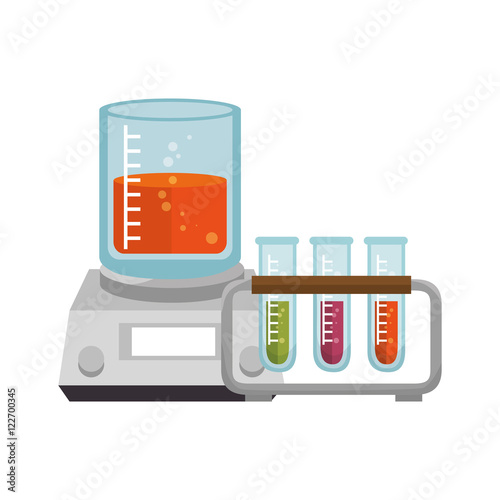beaker chemical laboratory glass with liquid and test tube. vector illustration