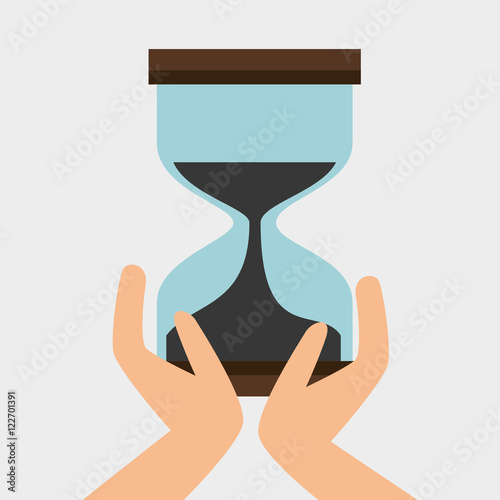 human hands holding sandclock time device. vector illustration