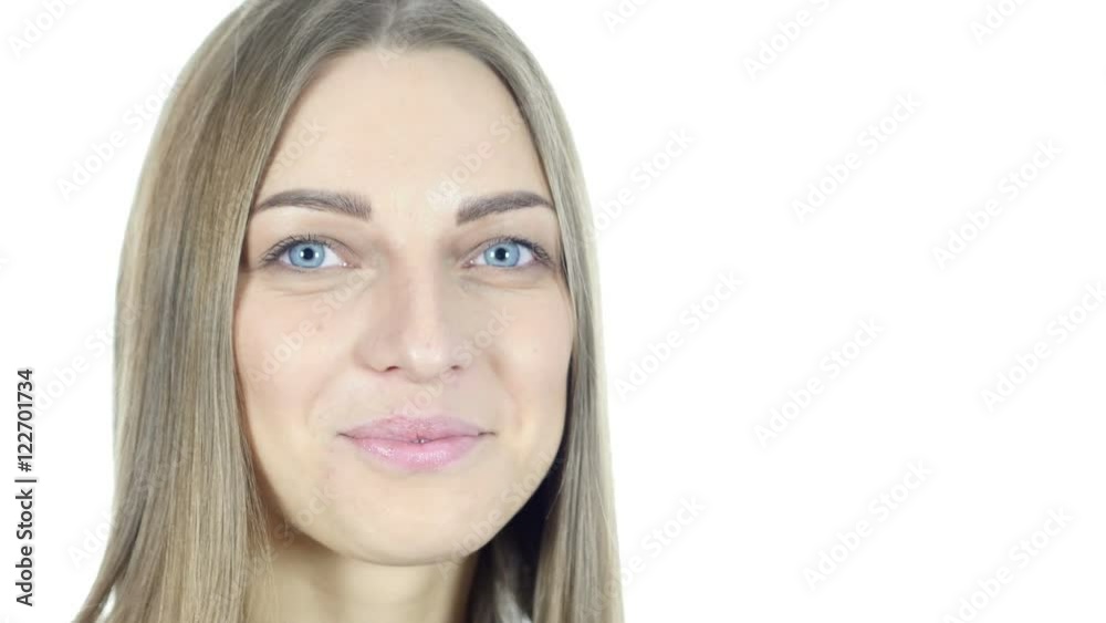 Close up, Woman Turning Face Toward Camera and Smiling Close up, Woman Turning Face Toward Camera and Smiling