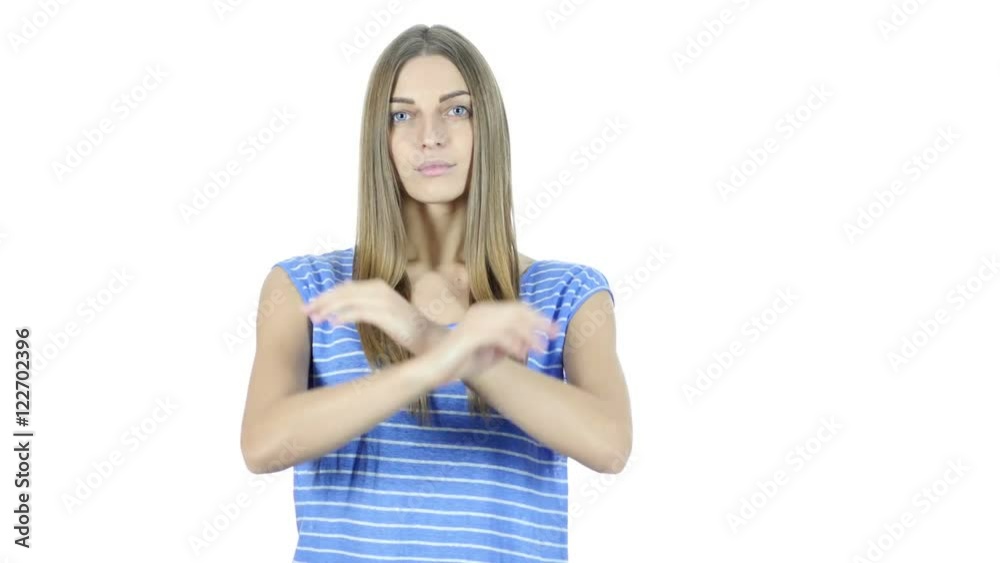 Stop, Rejecting Gesture, No By Woman , , White Background Stop, Rejecting Gesture, No By Woman , , White Background