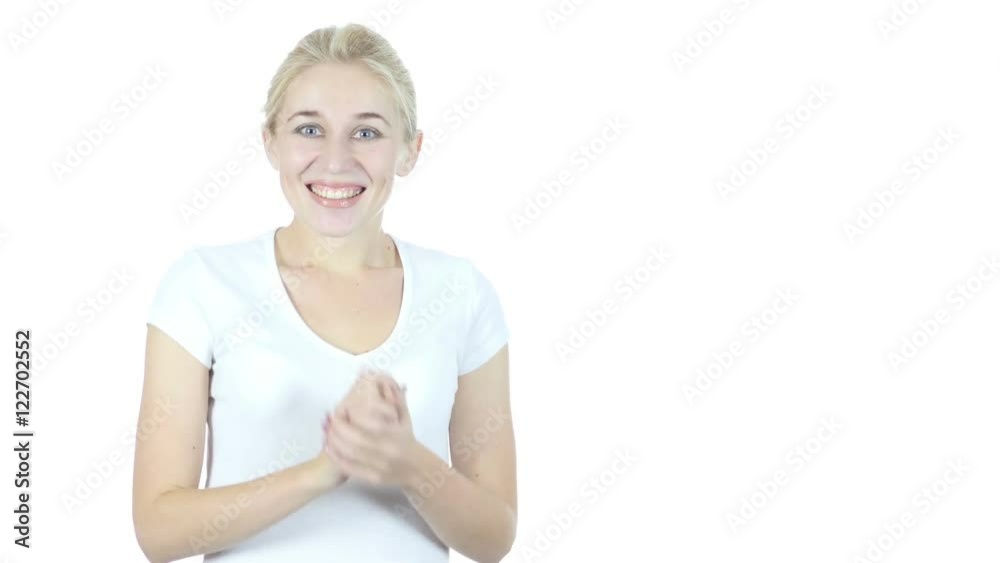 Amazed by Surprise, Excited Woman on White Background