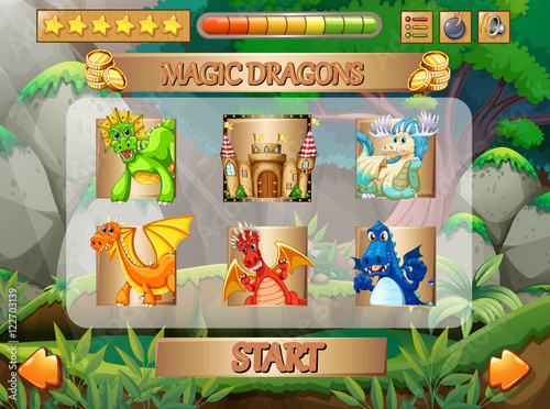 Computer game with dragon characters