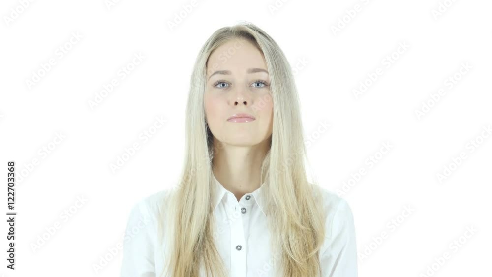 Rejecting Woman, Showing No by Waving finger, White Background Rejecting Woman, Showing No by Waving finger, White Background