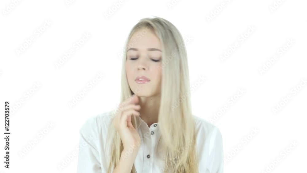 Yawning Tired Beautiful Woman , Napping , White Background Yawning Tired Beautiful Woman , Napping , White Background