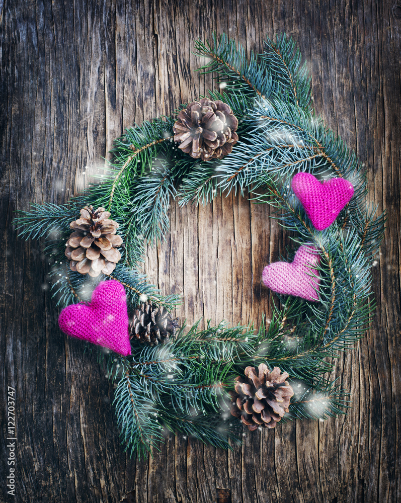 Advent Christmas wreath on wooden background Advent Christmas wreath on wooden background
