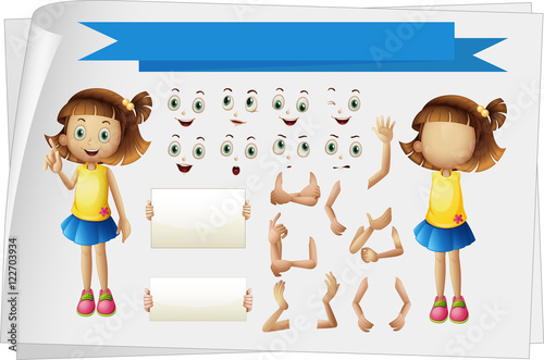 Girl with different body parts