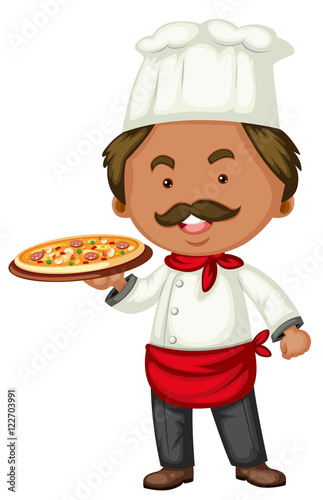 Male chef making pizza
