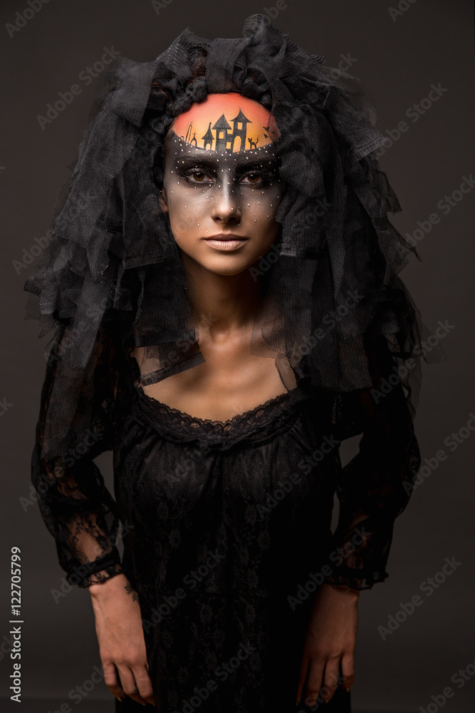 Scary Halloween Bride with Concept Scary Makeup Scary Halloween Bride with Concept Scary Makeup