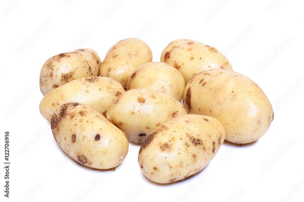 Raw potatos vegetable on white background Raw potatos vegetable on white background