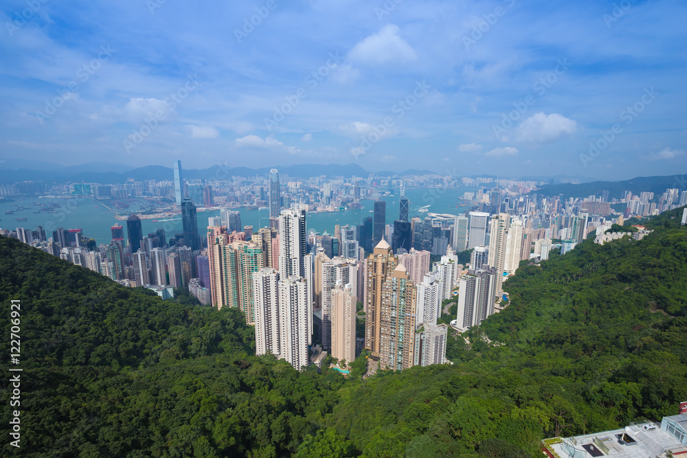 Naklejka premium Hong Kong city, view from The Peak