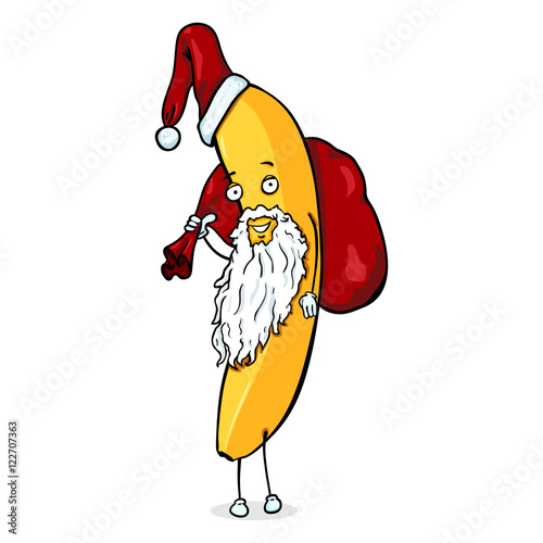 Vector Cartoon Christmas Character - Santa Banana