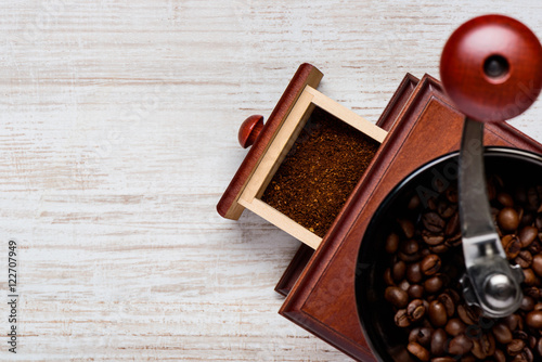 Coffee Bean Grinder with Copy Space photo