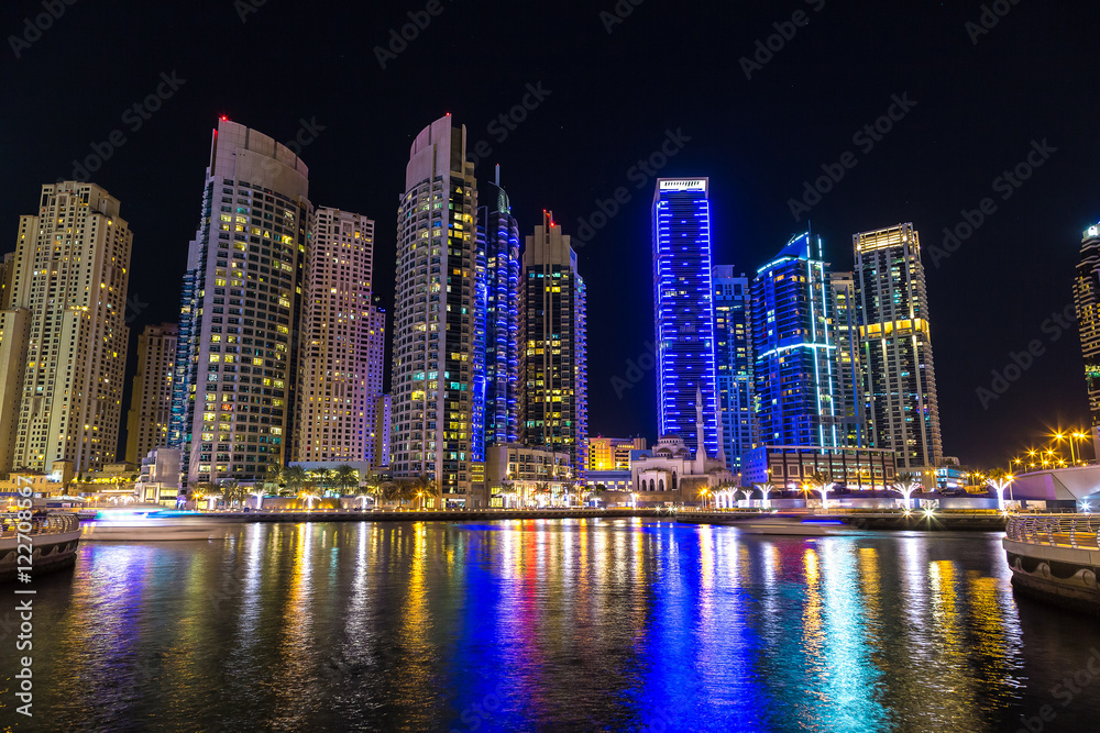 Dubai marina at night