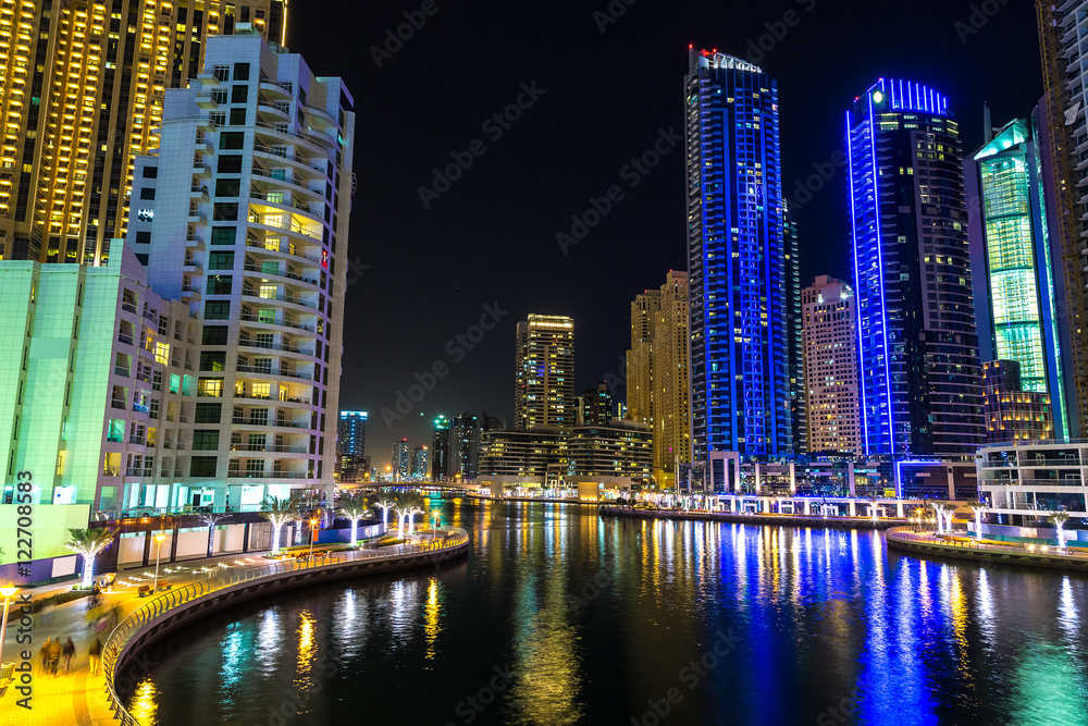 Dubai marina at night Dubai marina at night
