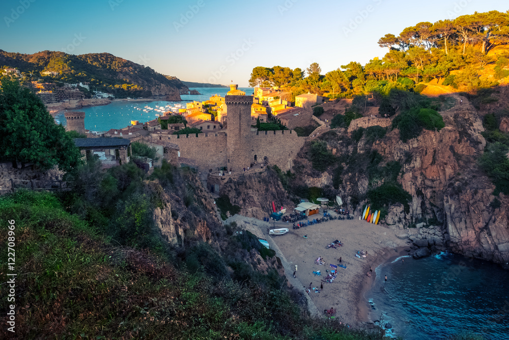 View of the hilly coast of the town of Tossa de Mar, Spain