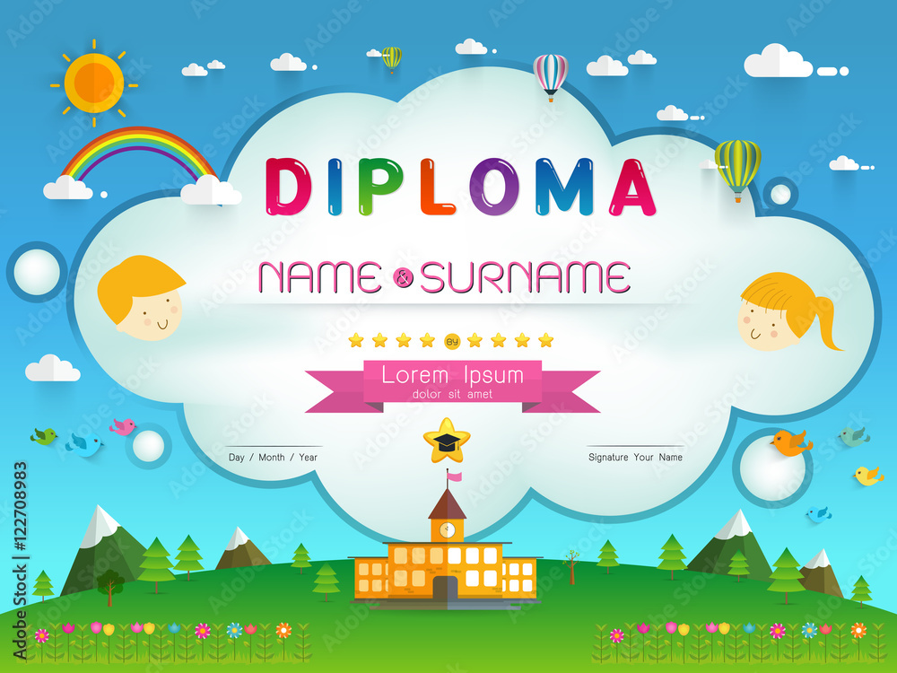 Naklejka premium Certificate kids diploma