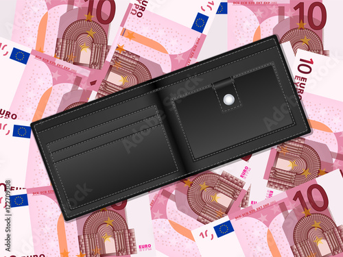 wallet on ten euro background
