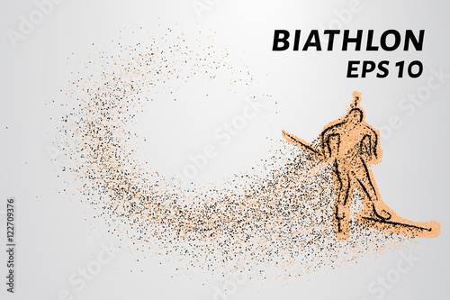 The biathlon is made up of particles. Sketch biathlon circles drifting with the wind. Vector illustration