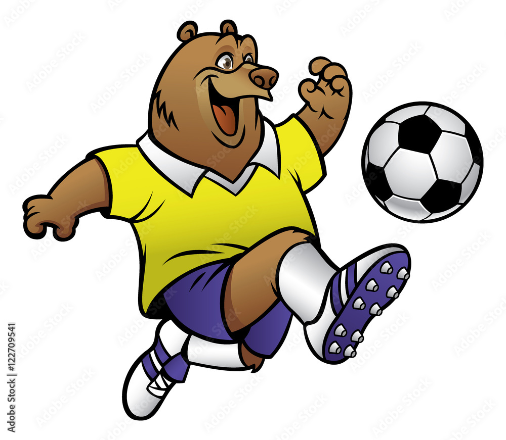 Obraz premium bear cartoon playing soccer